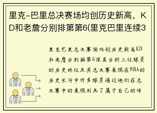 里克-巴里总决赛场均创历史新高，KD和老詹分别排第第6(里克巴里连续30分场次)
